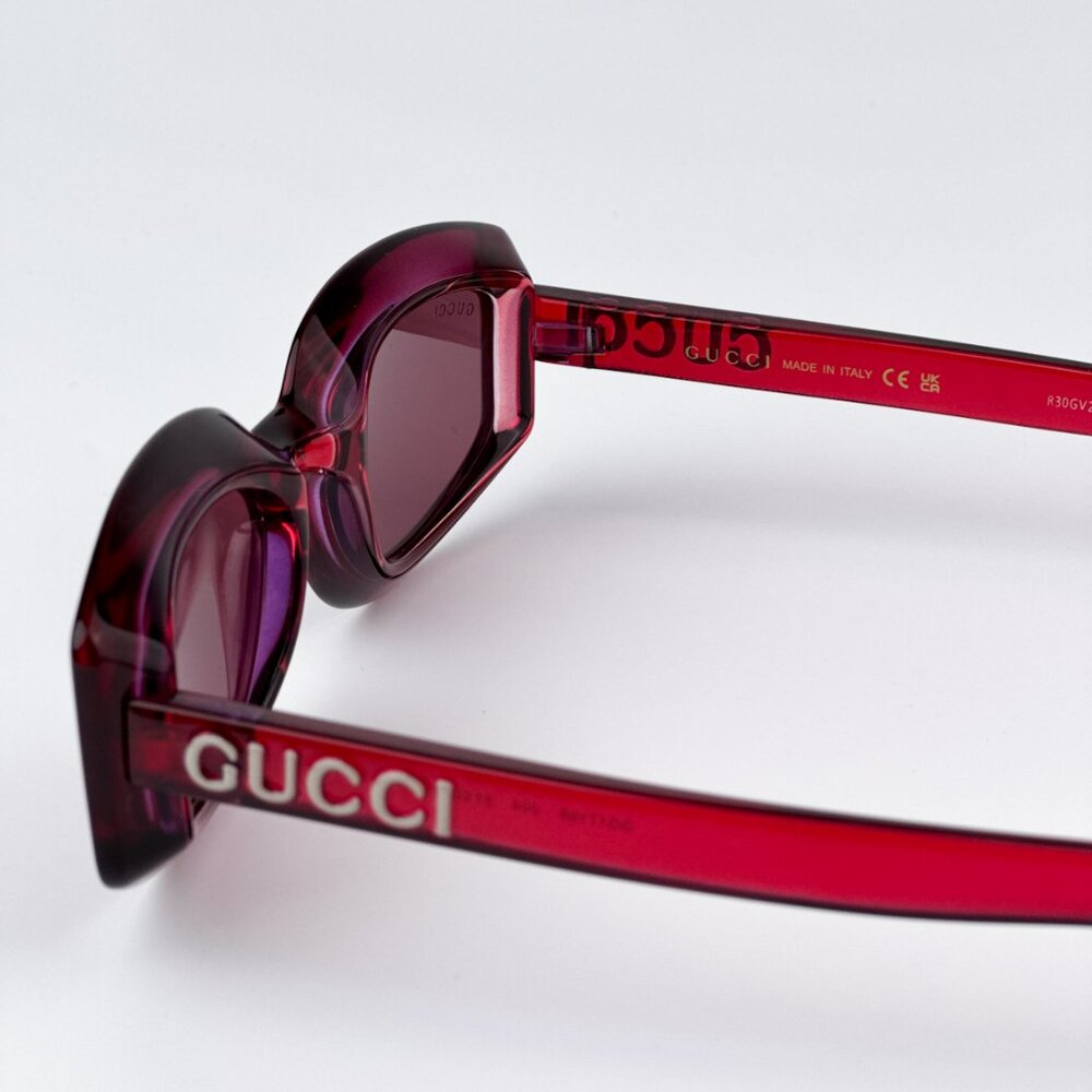 Gucci GG1719S 004 BRAND NEW Sunglasses Transparent Red Violet Women Square - Picture 7 of 9